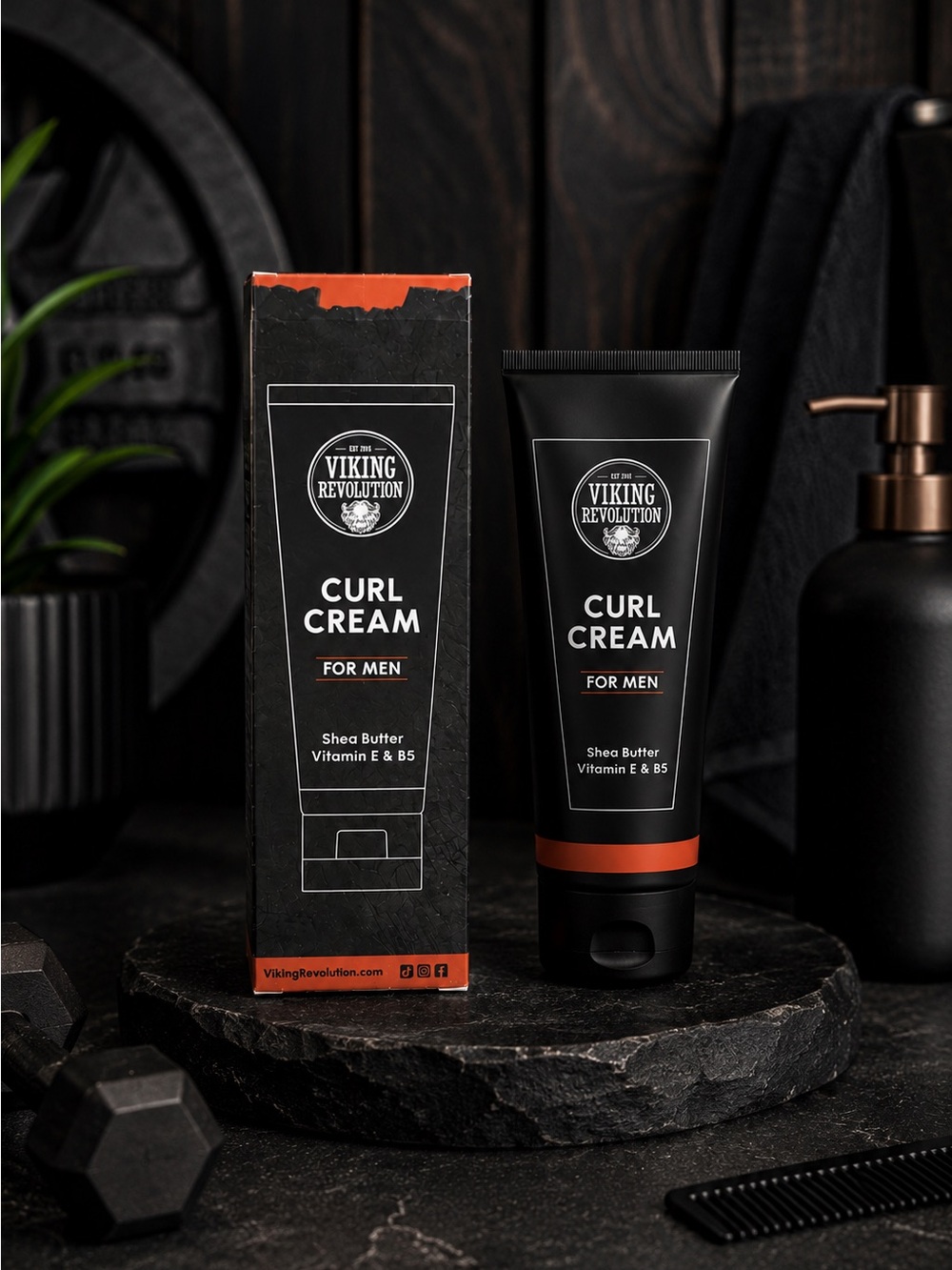Revolution Curl Cream for Men - Black & Orange Accents